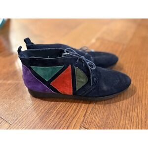Outdorables Daniel Green Colorblock  suede lace-up shoes size 8 Vintage Retro